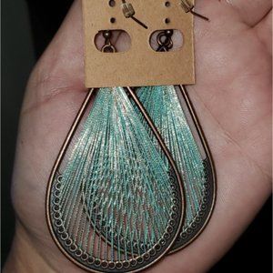 3 FOR 25.00 Copper tone and turquoise/gold threaded earrings